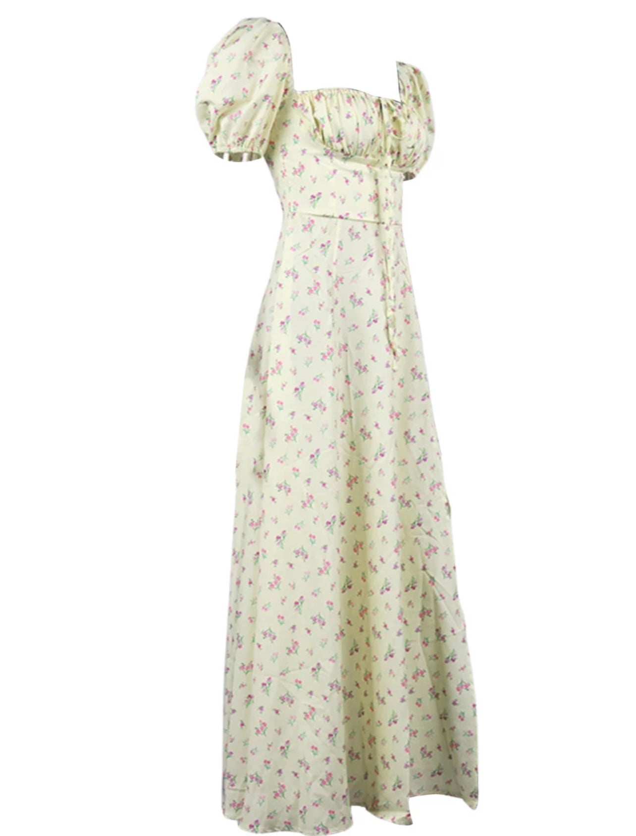 Yellow floral cottage core dress