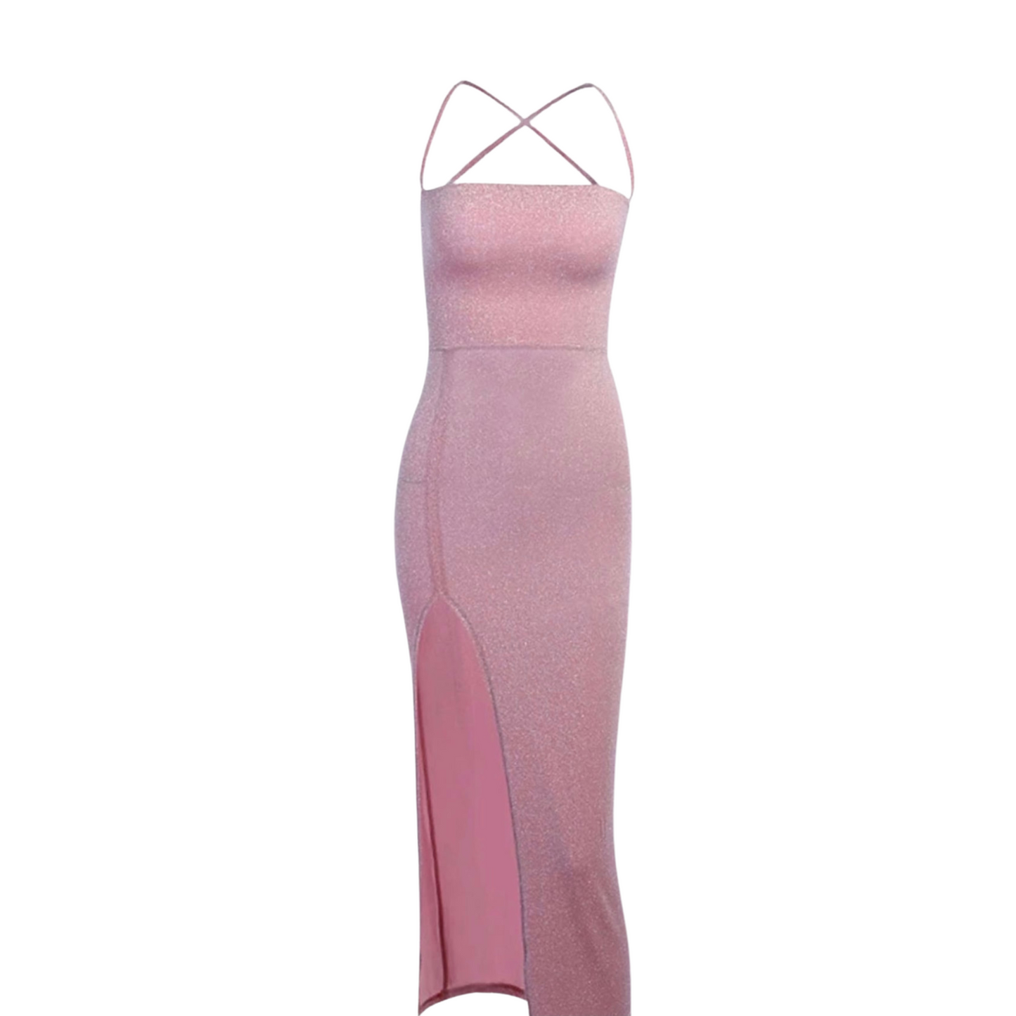 Pink glitter slit dress