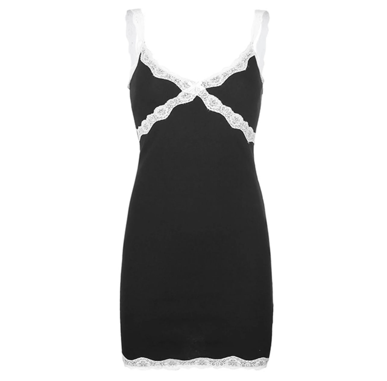 lace trim slip dress