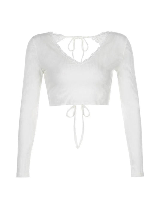 white lace trim top